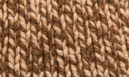 Moncler Two-tone English Rib Wool Blend Beanie In Medium Brown