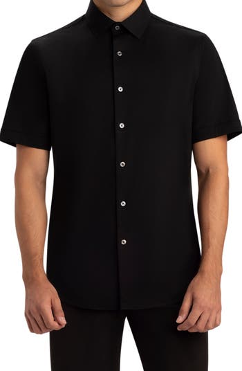Bugatchi Miles OoohCotton® Short Sleeve Button-Up Shirt | Nordstrom
