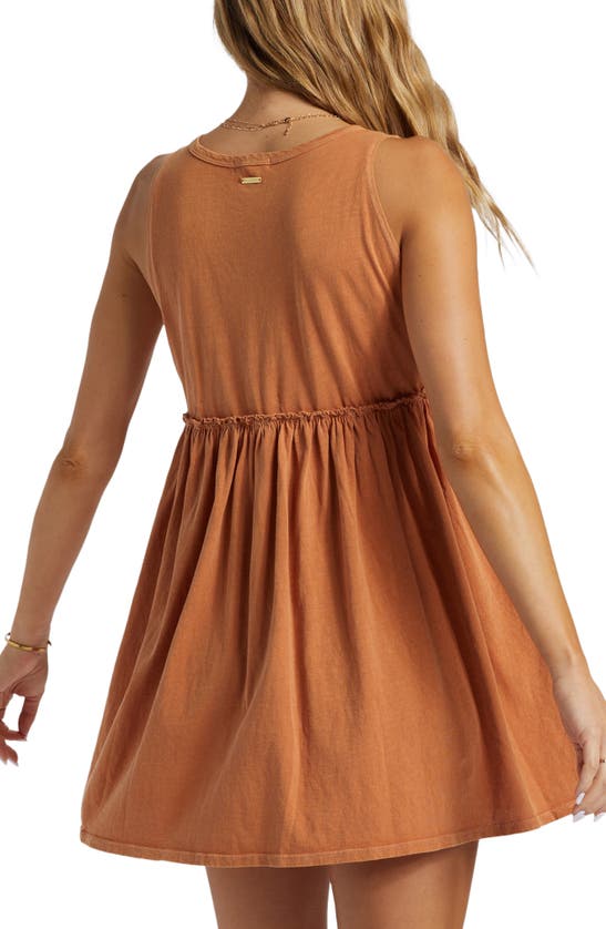 Shop Billabong Seaside Cotton Babydoll Minidress In Toffee