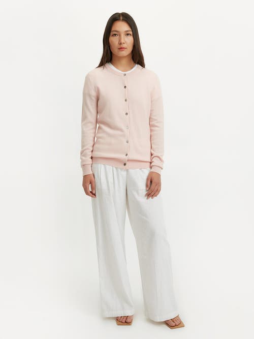 Shop Gobi Cashmere Crew Neck Cardigan In Rosewater