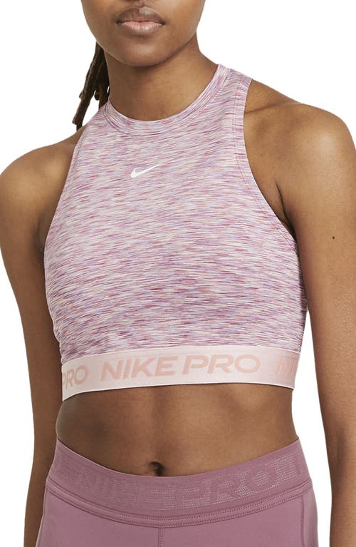 Shop Nike Pro Space Dye Crop Tank In Sweet Beet/pink Glaze/white