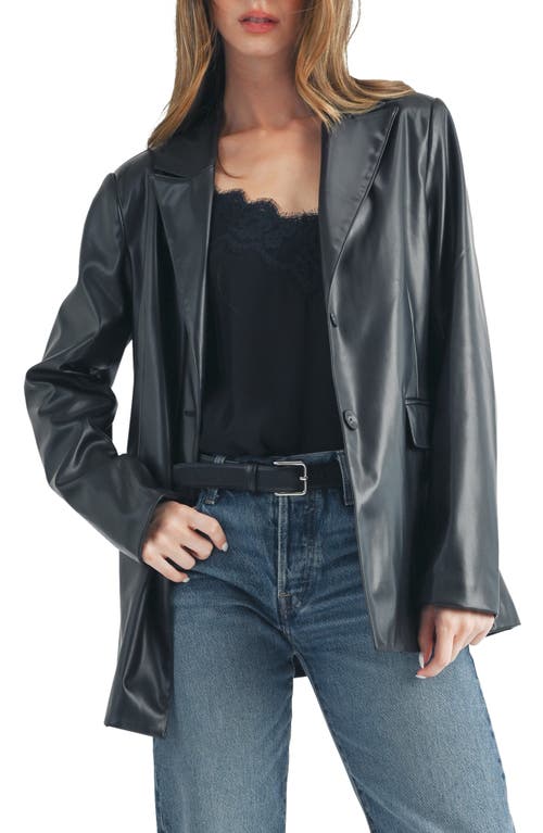 All in Favor Faux Leather Blazer in Black 