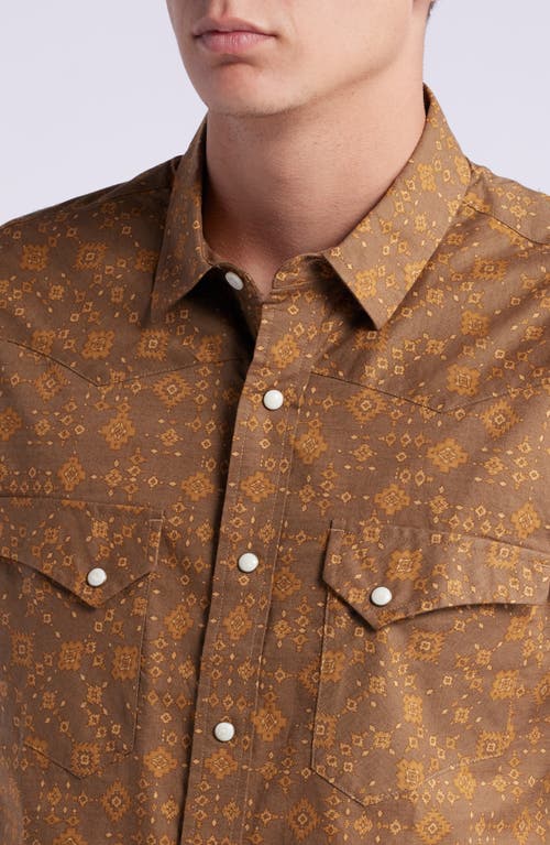 Shop Pendleton Laramie Geo Print Short Sleeve Snap-up Western Shirt In Mesilla Brown