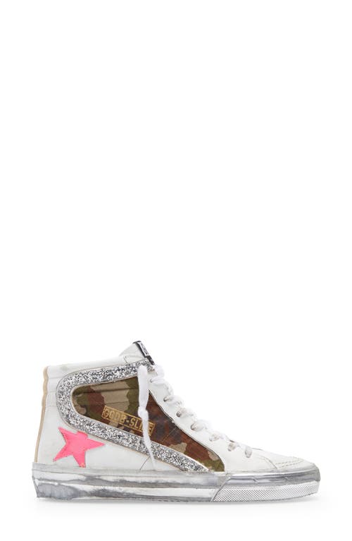 Shop Golden Goose Slide High Top Sneaker In White/green/silver