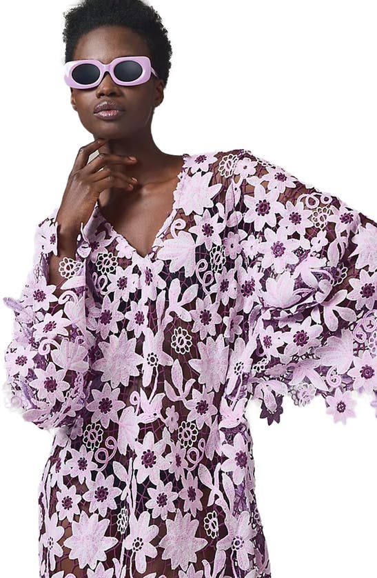 Saachi Floral Lace Tunic In Lavender