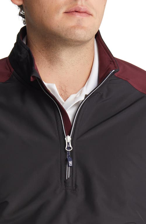 Cutter & Buck Adapt Quarter Zip Wind Resistant Knit Pullover In Bordeaux/black