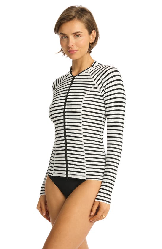 Shop Sea Level Amalfi Long Sleeve Rashguard In Black