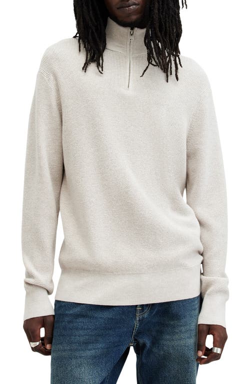 Shop Allsaints Wool Blend Quarter Zip Sweater In Pale Grey Marl