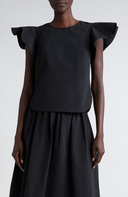 Akris punto Flutter Sleeve Taffeta Top Black at Nordstrom,