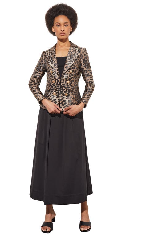 Shop Ming Wang Leopard Print Jacket In Java/lmst/black