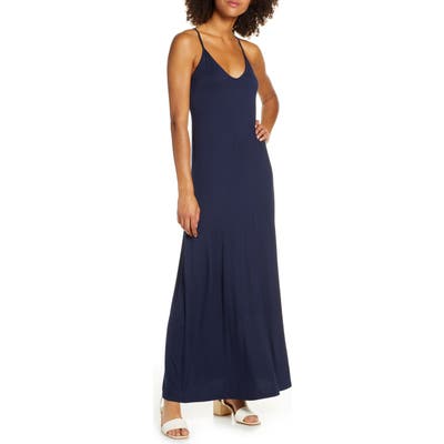 Fraiche By J Racerback V-Neck Maxi Dress, Blue