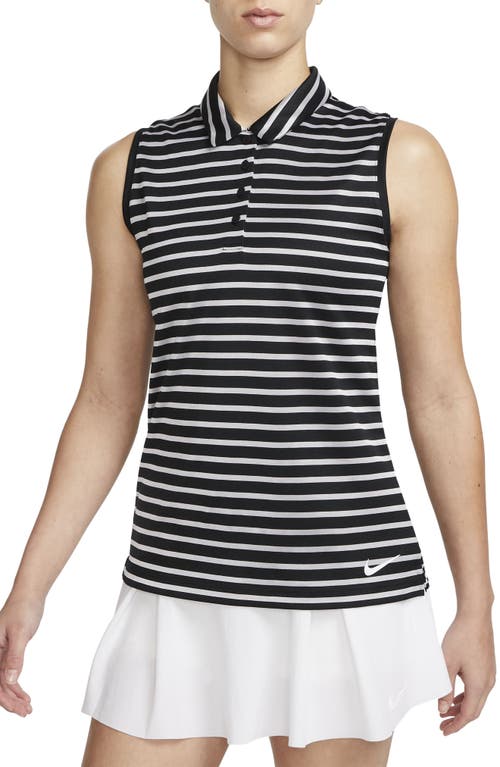 Nike Dri-fit Victory Sleeveless Polo In Black/white