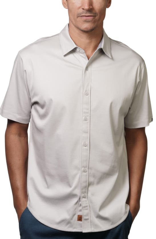 Fundamental Coast Big Wave Short Sleeve Button-up Shirt In White