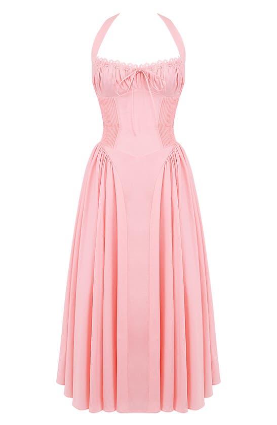 Shop House Of Cb Adabella Floral Pleated Halter Sundress In Pink Flared