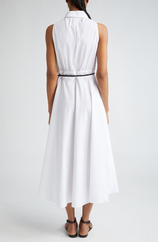 Shop Max Mara Studio Adepto Sleeveless Cotton Poplin Shirtdress In Optical White