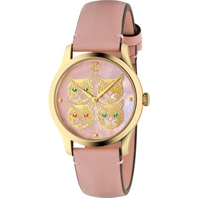 Gucci G-Timeless Leather Strap Watch,