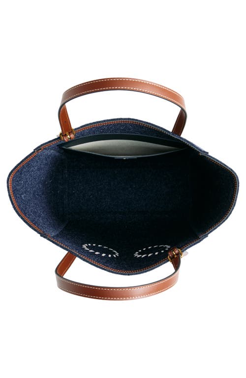 Shop Anya Hindmarch Small Eyes Wool Tote In Navy/cedar