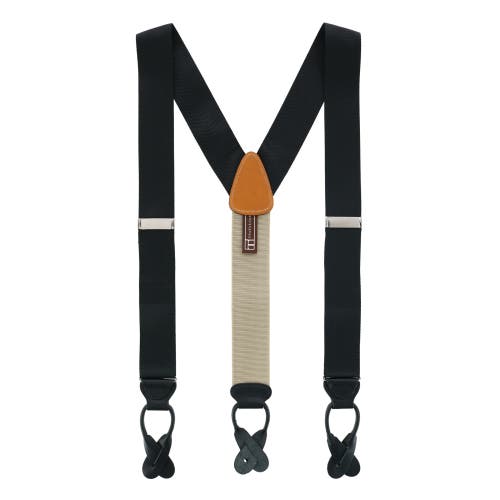Trafalgar Big & Tall Hudson Solid Button End Suspenders In Black