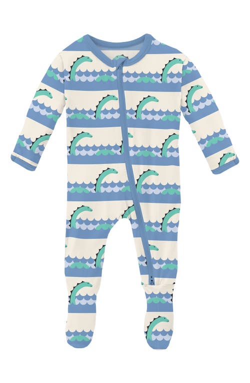 KicKee Pants Sea Monster Fitted One-Piece Pajamas Natural at Nordstrom,