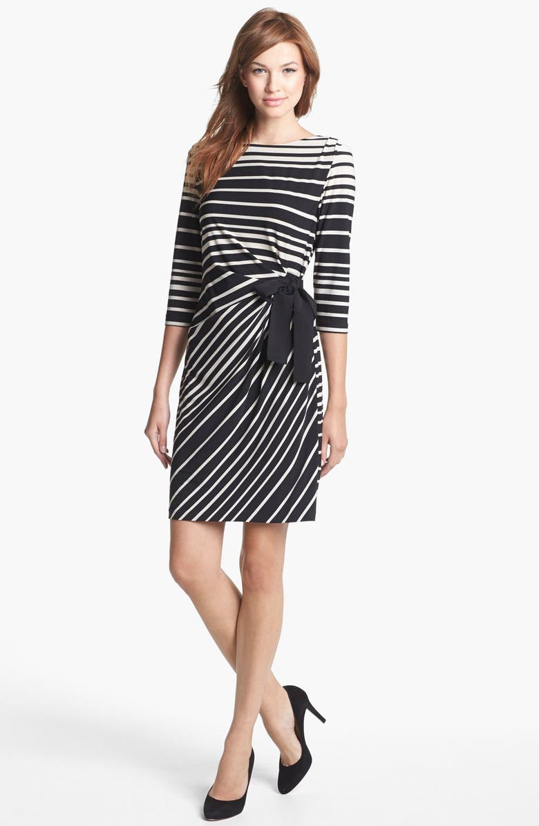 Taylor Dresses Side Bow Stripe Jersey Dress | Nordstrom