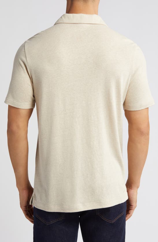Johnston & Murphy Linen Blend Johnny Collar Polo In Sand