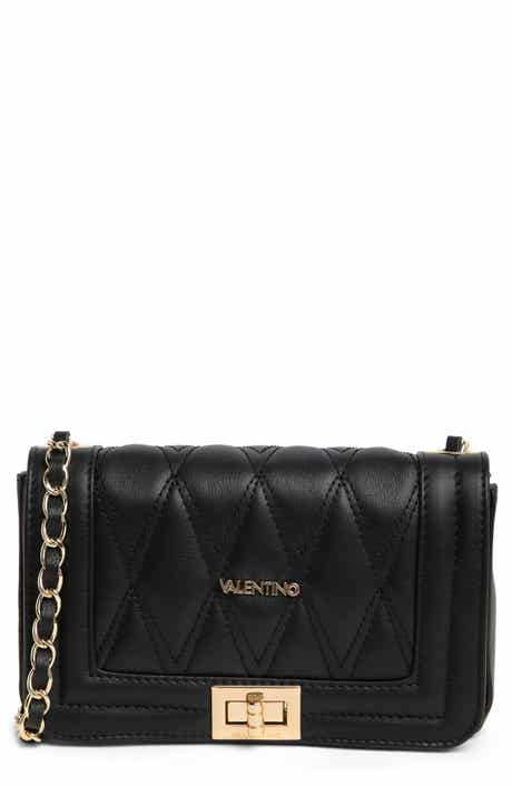 New Valentino by Mario Valentino Diana Monogram Black/Gold Leather  Crossbody Bag