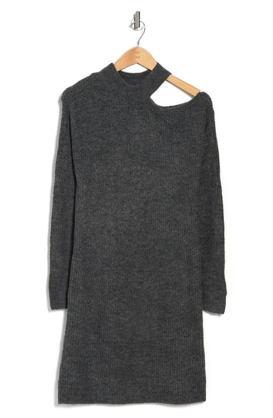 Stitchdrop Above Keyboard Knit Sweater Dress In Charcoal