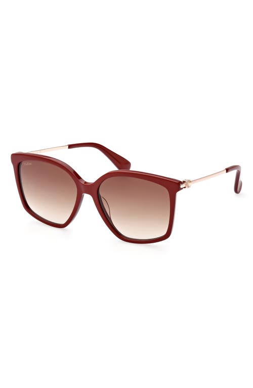 Shop Max Mara 56mm Gradient Geometric Sunglasses In Shiny Red/gradient Brown