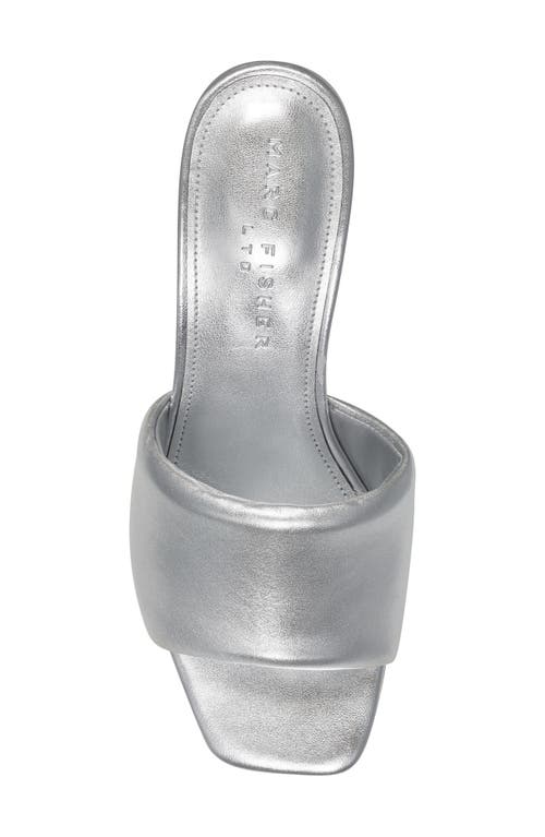 Marc Fisher Ltd Metallic Block-heel Slide Sandals In Silver