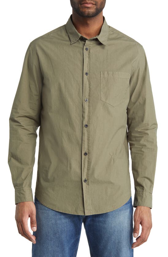 Shop Frame Classic Poplin Button-up Shirt In Old Green