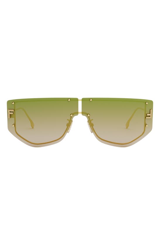 Fendi First Rectangular Sunglasses In Shiny Endura Gold