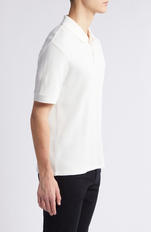 Shop Vince Textured Stretch Cotton Polo In Off White