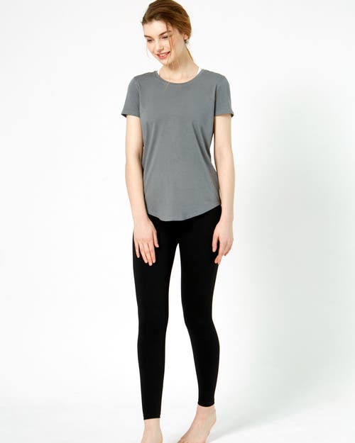 Rebody Active Rebody Essentials Scooped Short Sleeve Top In Stone Olive