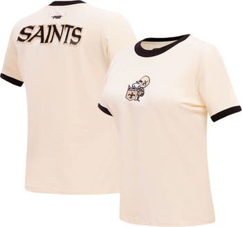 Women's Pro Standard Cream New Orleans Saints Retro Classic Ringer T-Shirt