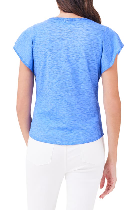Shop Nzt By Nic+zoe Flutter Sleeve Cotton T-shirt In Ultramarine