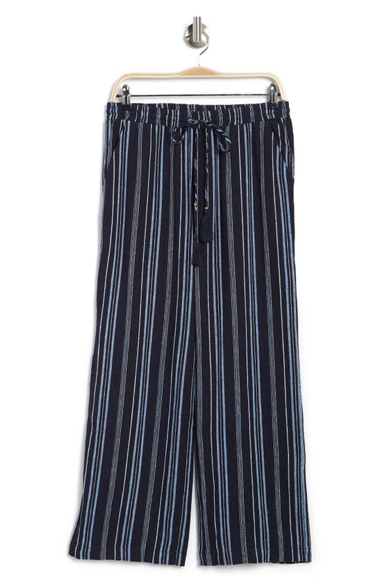Shop Ellen Tracy Wide-leg Pants In Navy Stripe