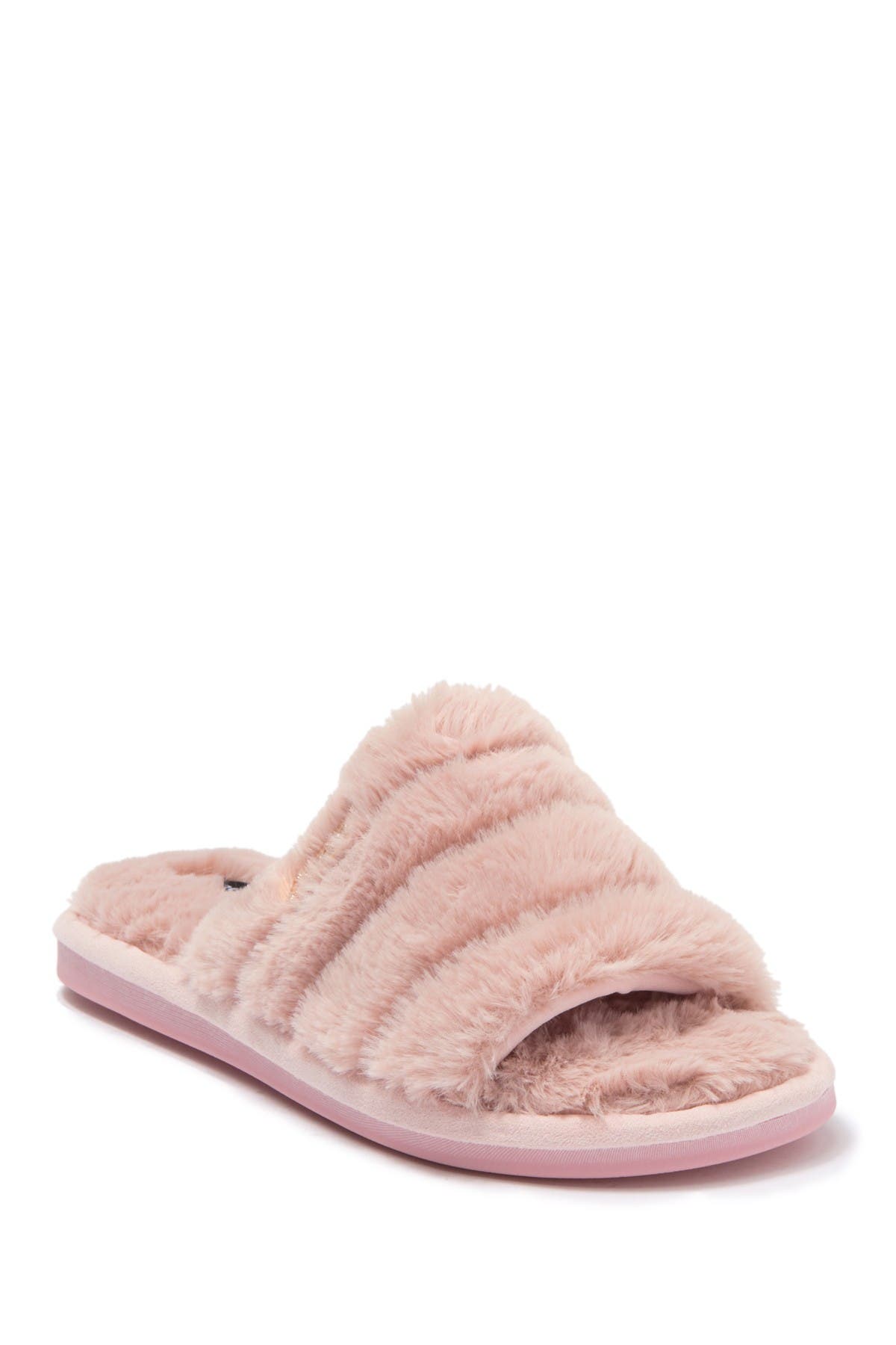 bebe faux fur slides