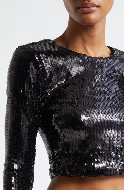 Shop L Agence L'agence Rogan Sequin Crop Top In Black