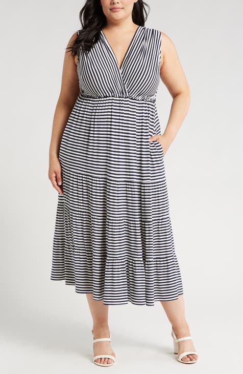 Stripe Tiered Maxi Dress (Plus)