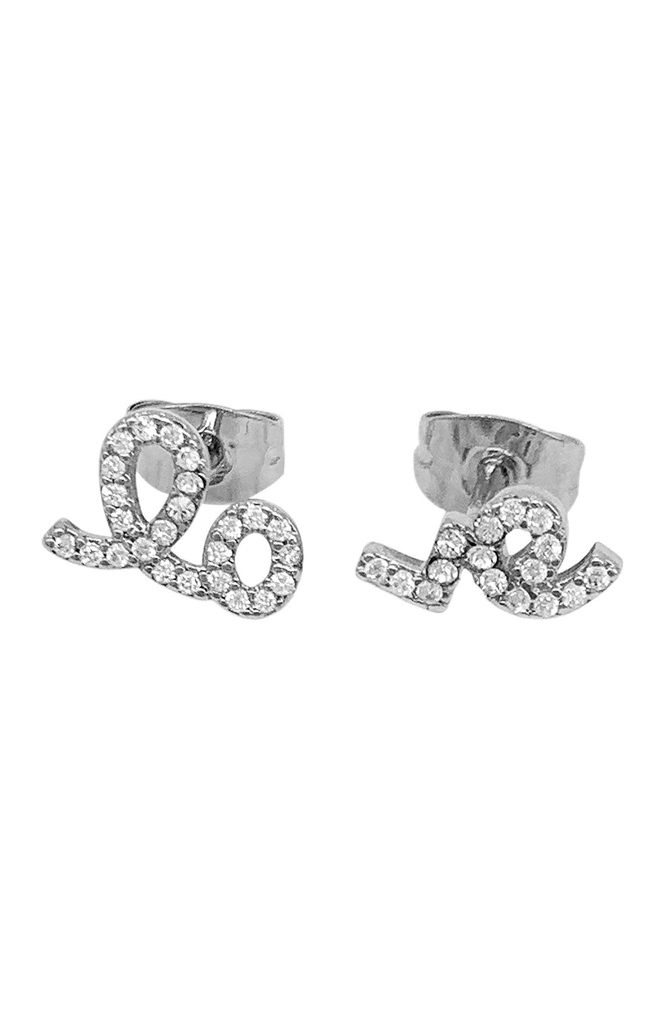 Adornia Rhodium Plated Pave Split Love Stud Earrings In Silver