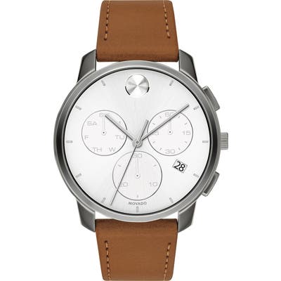 Movado Bold Chronograph Leather Strap Watch, 42Mm