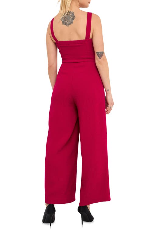 Endless Rose Plissé Cutout Wide Leg Jumpsuit In Violet