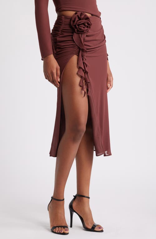 Mistress Rocks Lace Trim Stretch Satin Miniskirt In Sangria