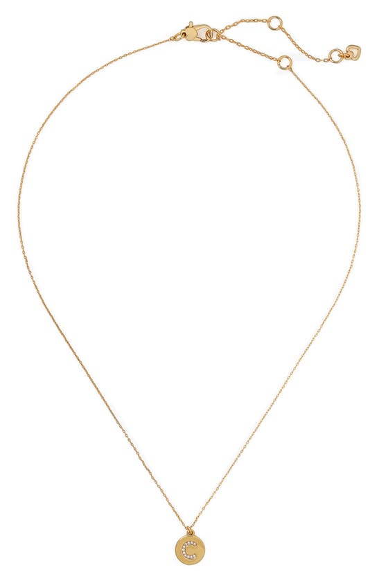 Kate Spade Mini Initial Pendant Necklace In Clear/ Gold C