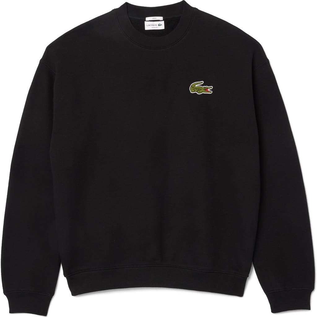 Shop Lacoste Loose Fit Cotton French Terry Sweatshirt In Black