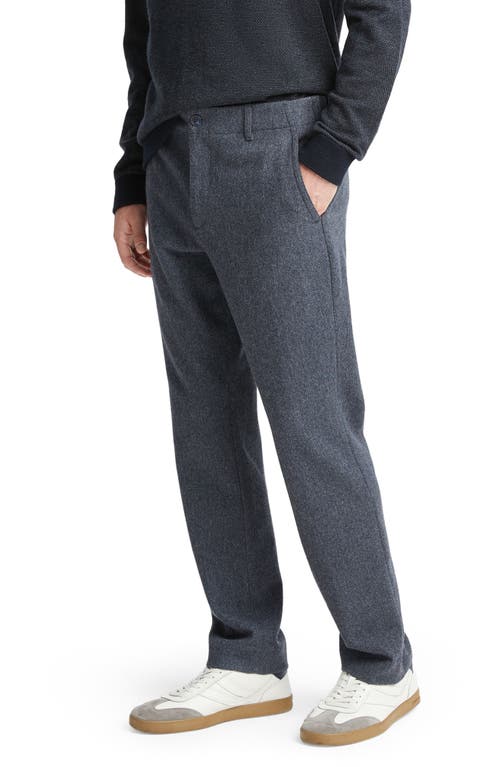 Shop Vince Herringbone Virgin Wool Blend Flannel Pants In Coastal/medium Heather Grey