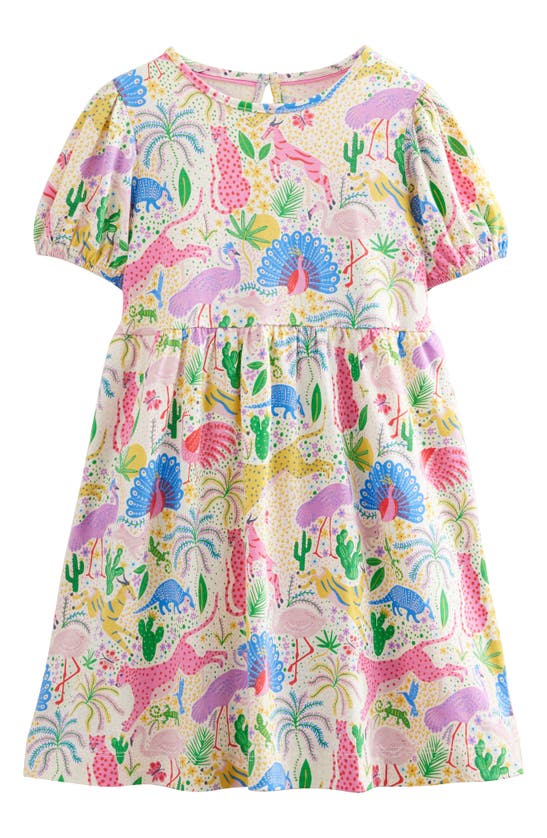 Mini Boden Kids' Puff Sleeve Cotton Dress In Multi Desert