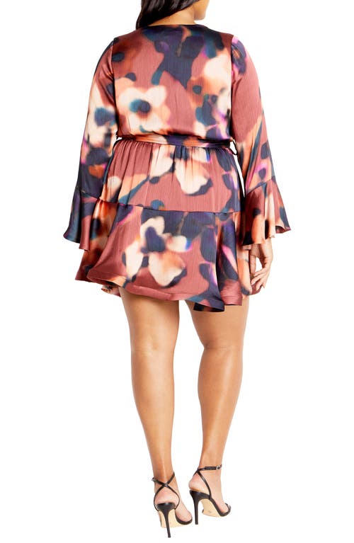 Shop City Chic Cherrie Long Sleeve Minidress In Abstract Illusion