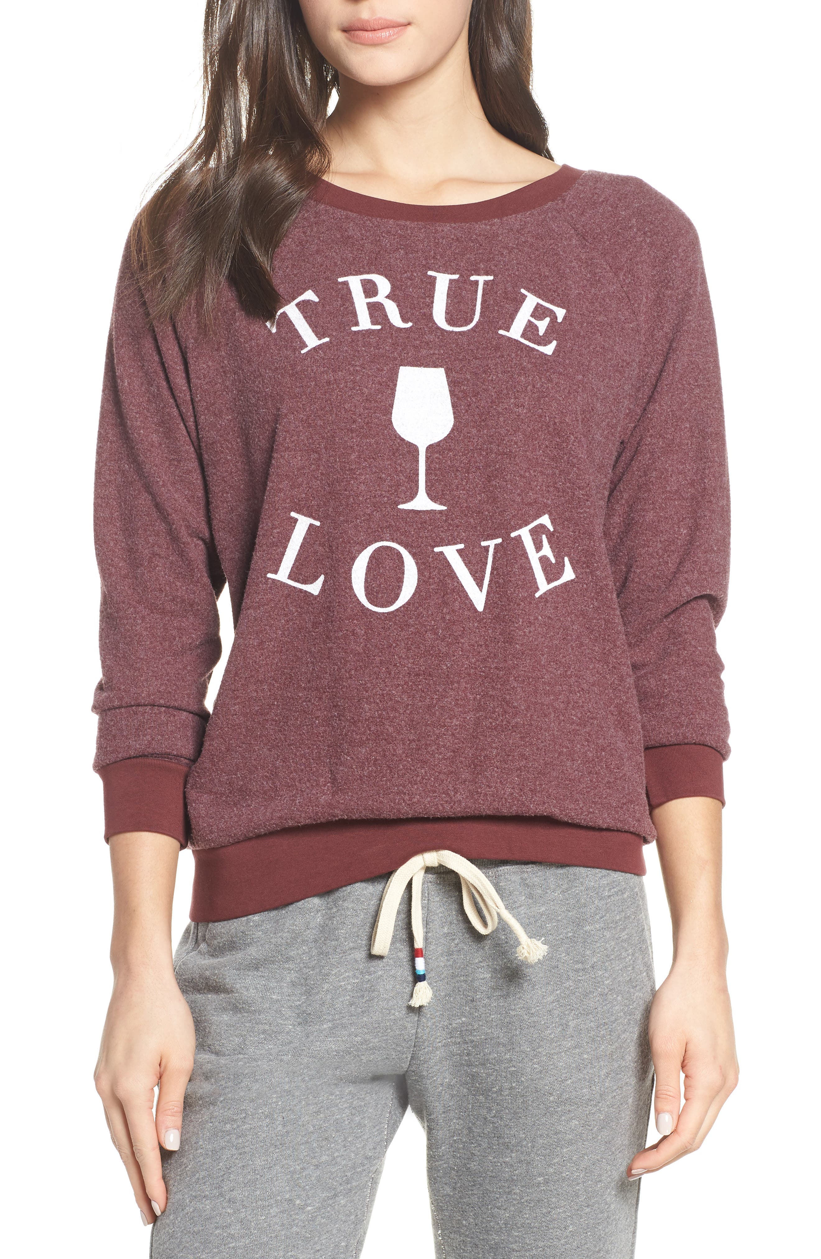 Sol Angeles True Love Sweatshirt, Burgundy