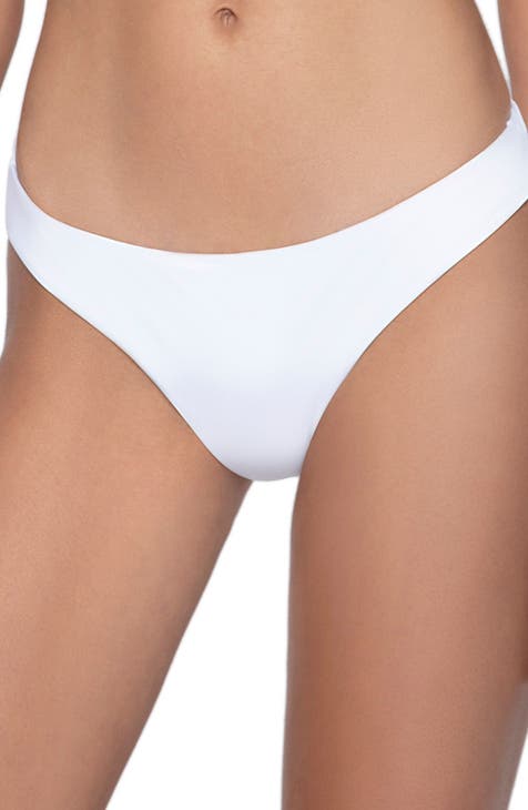 Janea High Cut Ruched Bikini Bottoms White